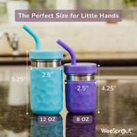 3-in-1 Stainless Steel Cups for Kids – 8 oz or 12 oz (Set of 4)