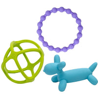 Silicone Teether Set – Dog, Ball & Ring (3 Pack)
