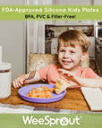 Silicone Plates (Non-Suction, Undivided) – Set of 3 with Lids