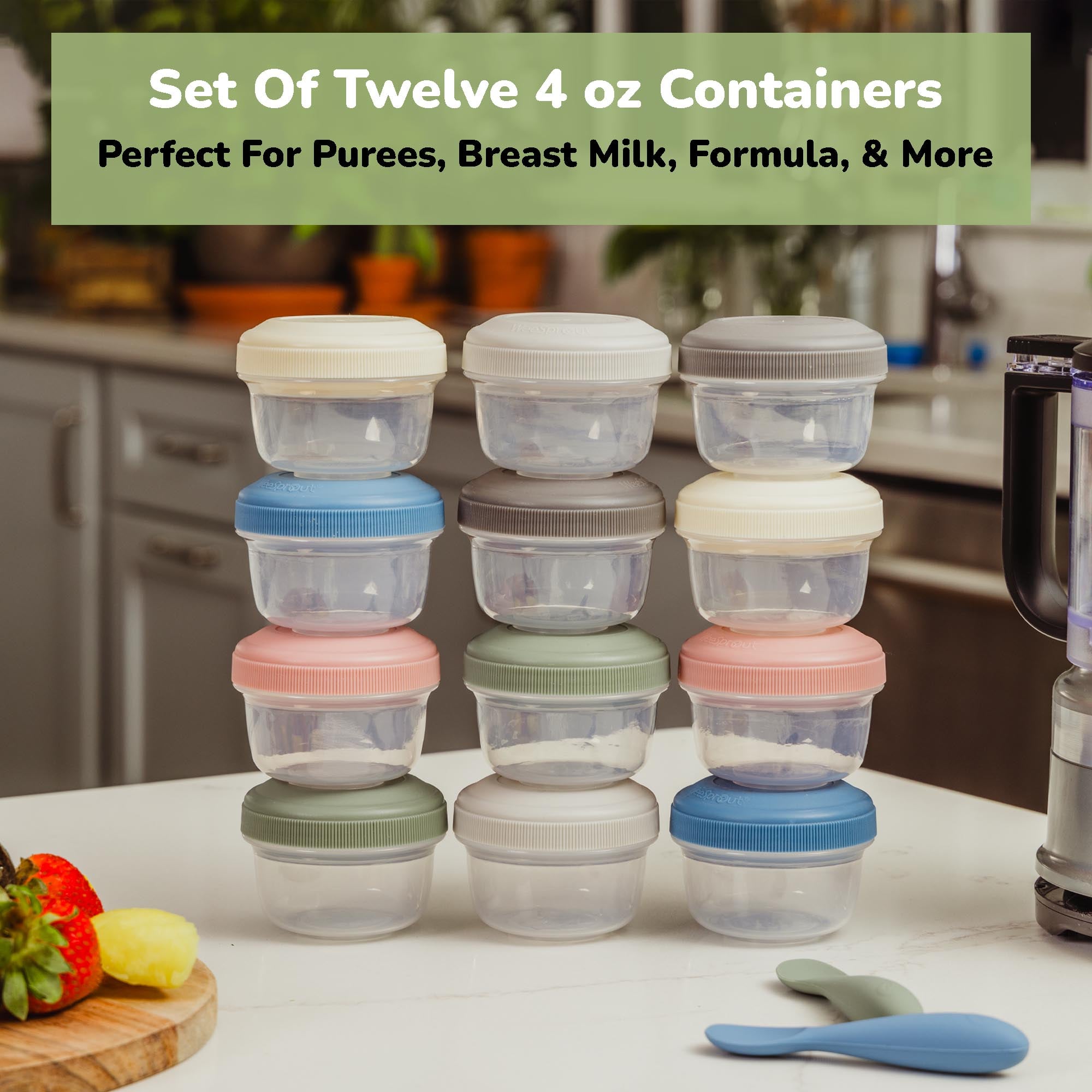 Leakproof Baby Food Storage - 12 Container Set, Small Plastic Containers with