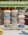 Plastic Baby Food Storage Containers (Set of 12)