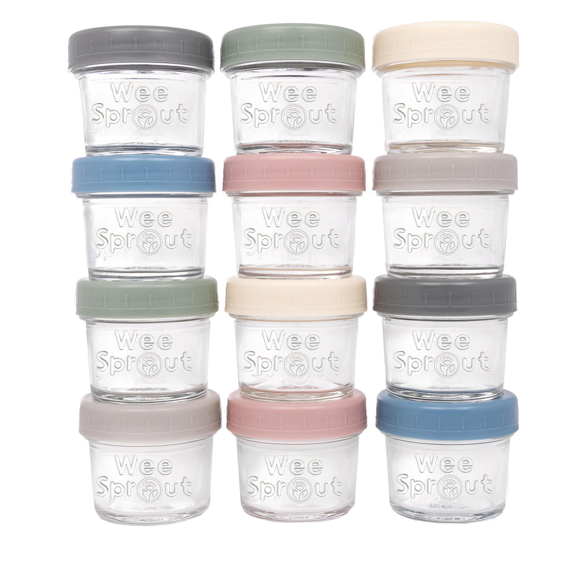  WeeSprout Glass Storage Jars 2022 (4 Ounce, 8 Ounce, Matte  Variety) : Baby