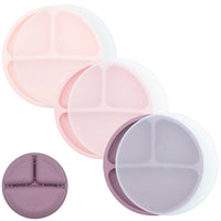 Silicone Divided Plates (Non-Suction) – Set of 3 (Lid Option Available)