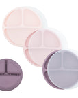 Silicone Divided Plates with Lids (Non-Suction) – Set of 3