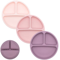 Silicone Divided Plates (Non-Suction) – Set of 3 (Lid Option Available)