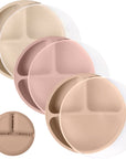 Silicone Divided Plates with Lids (Non-Suction) – Set of 3