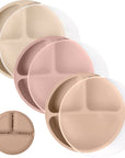 Silicone Divided Plates with Lids (Non-Suction) – Set of 3