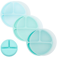 Silicone Divided Plates (Non-Suction) – Set of 3 (Lid Option Available)