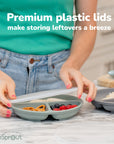 Silicone Divided Plates with Lids (Non-Suction) – Set of 3