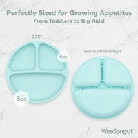 Silicone Divided Plates (Non-Suction) – Set of 3 (Lid Option Available)