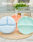 Silicone Divided Plates with Lids (Non-Suction) – Set of 3