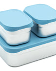 Stainless Steel Bento Box Set with Silicone Lids – 3-Cup + Two 1-Cup Nesting Containers