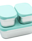 Stainless Steel Bento Box Set with Silicone Lids – 3-Cup + Two 1-Cup Nesting Containers