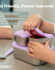 Stainless Steel Bento Box Set with Silicone Lids – 3-Cup + Two 1-Cup Nesting Containers