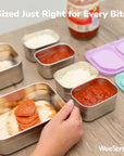 Stainless Steel Bento Box Set with Silicone Lids – 3-Cup + Two 1-Cup Nesting Containers