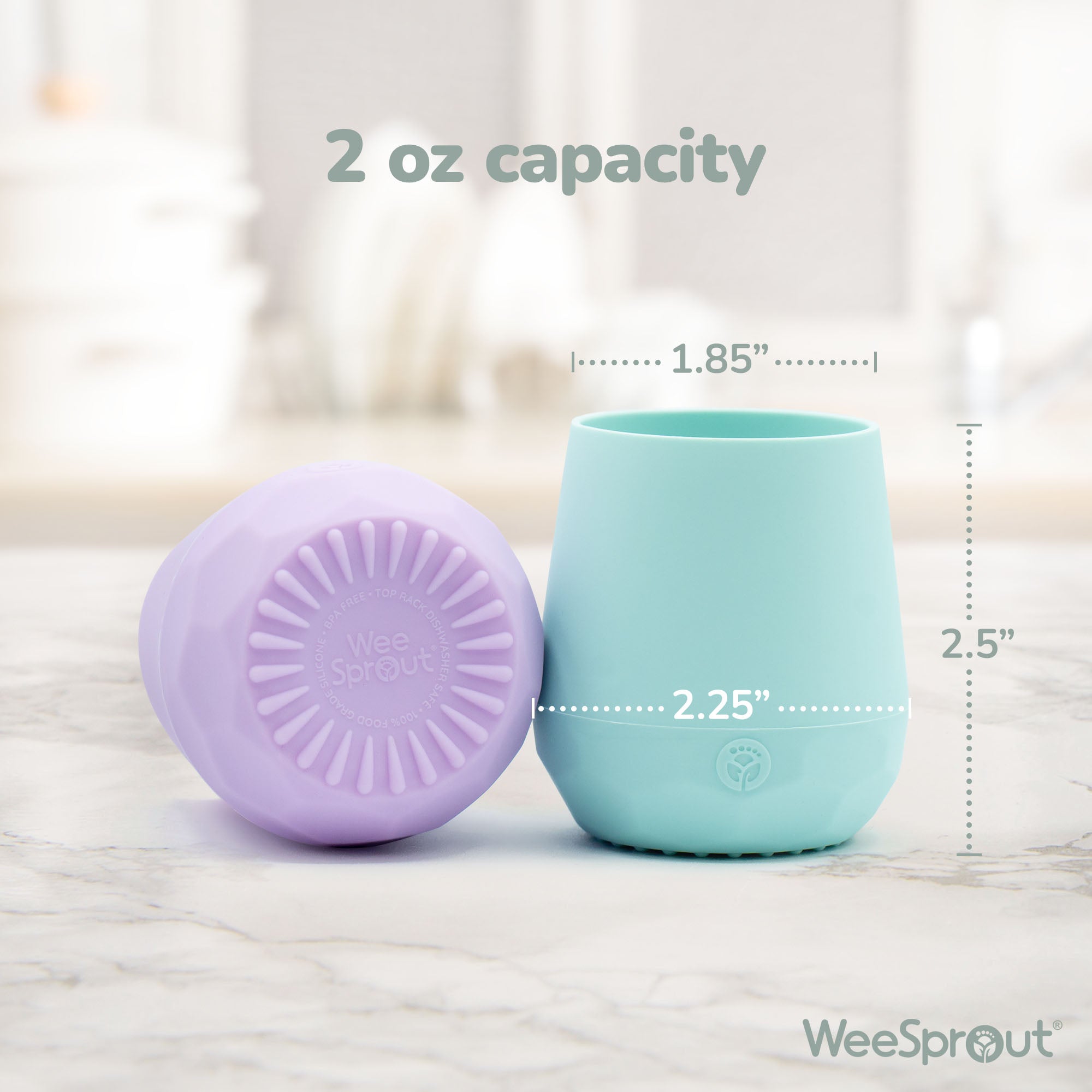thumbnail image 2 of WeeSprout Silicone Baby Cups With Straws And Lids, 4 & 8 Oz Options, Set Of 2, Food Grade Toddler Training Container, Built In S 2 of 14