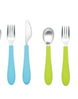 Stainless Steel & Silicone Kids Utensils – Set of 6 (2 Knives, 2 Forks, 2 Spoons)