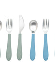 Stainless Steel & Silicone Kids Utensils – Set of 6 (2 Knives, 2 Forks, 2 Spoons)