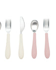 Stainless Steel & Silicone Kids Utensils – Set of 6 (2 Knives, 2 Forks, 2 Spoons)