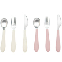 Stainless Steel & Silicone Kids Utensils – Set of 6 (2 Knives, 2 Forks, 2 Spoons)