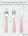 Stainless Steel & Silicone Kids Utensils – Set of 6 (2 Knives, 2 Forks, 2 Spoons)