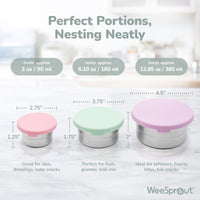 Stainless Steel Food Storage Containers – Set of 3 (3 oz, 6.10 oz, 12.85 oz)