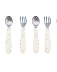 Stainless Steel & Silicone Toddler Utensils – Set of 6 (3 Forks + 3 Spoons)