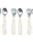 Stainless Steel & Silicone Toddler Utensils – Set of 6 (3 Forks + 3 Spoons)