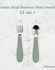Stainless Steel & Silicone Toddler Utensils – Set of 6 (3 Forks + 3 Spoons)