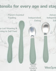 Stainless Steel & Silicone Toddler Utensils – Set of 6 (3 Forks + 3 Spoons)