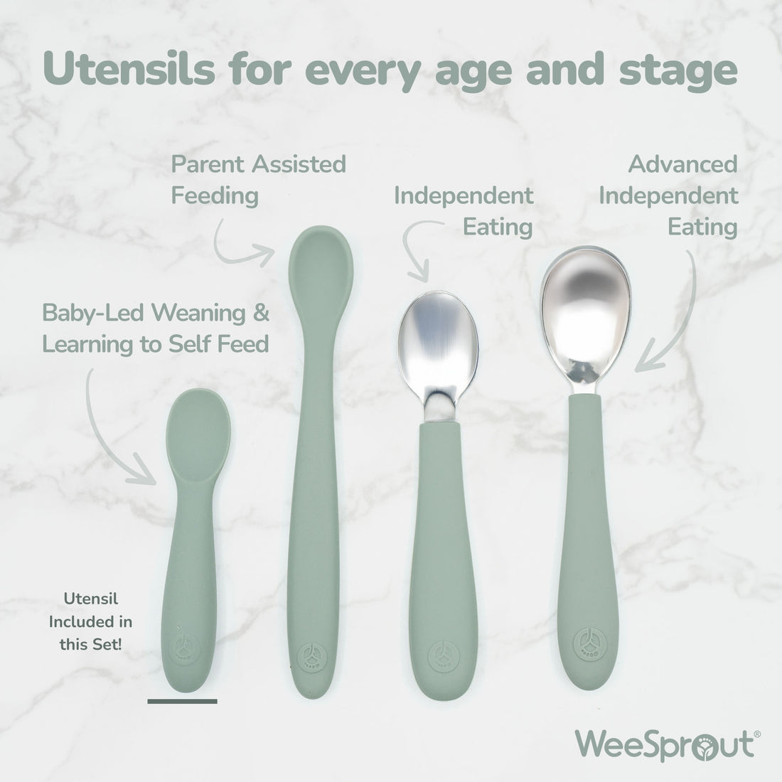 Baby-Led Weaning Silicone Spoons – Set of 3 with travel case