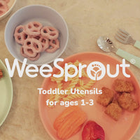 Stainless Steel & Silicone Toddler Utensils – Set of 6 (3 Forks + 3 Spoons)