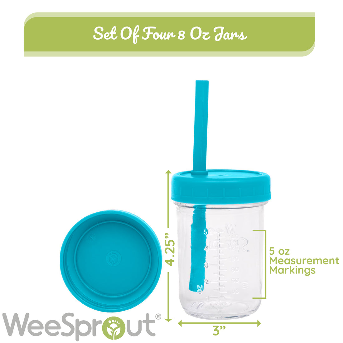 3-in-1 Glass Cups for Kids – 8 oz or 12 oz (Set of 4)