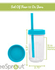 3-in-1 Glass Cups for Kids – 8 oz or 12 oz (Set of 4)