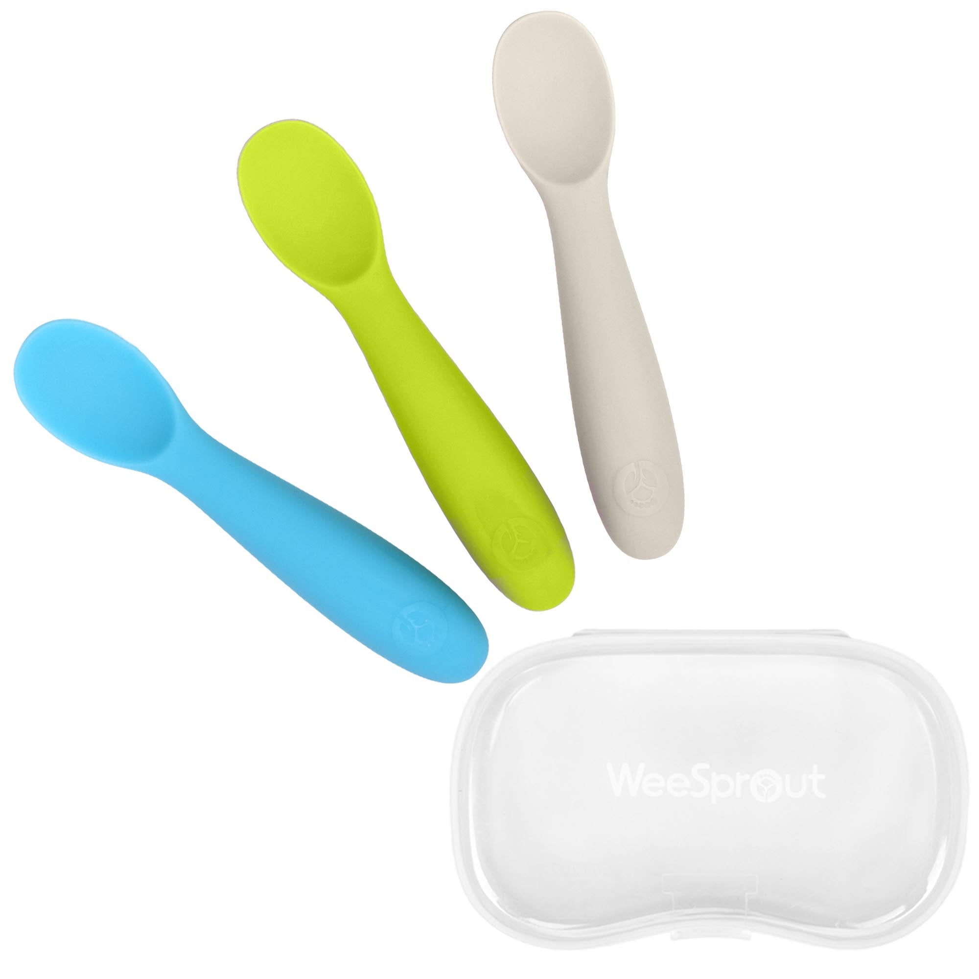 Set of 2 Easy-Grip 1st Stage Silicone Spoons + Storage Case