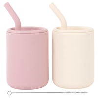 Silicone Straw Cups with Lids – 4 oz or 8 oz (Set of 2)