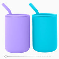 Silicone Straw Cups with Lids – 4 oz or 8 oz (Set of 2)