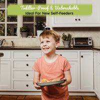 Silicone Plates (Non-Suction, Undivided) – Set of 3 with Lids