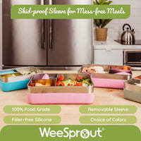 Stainless Steel Bento Box with Silicone Sleeve – Large