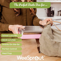Stainless Steel Bento Box with Silicone Sleeve – Large