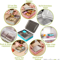 Stainless Steel Bento Box with Silicone Sleeve – Large