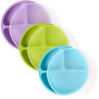 Silicone Divided Plates (Non-Suction) – Set of 3 (Lid Option Available)