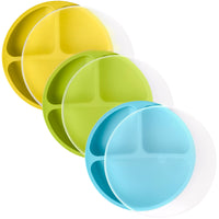 Silicone Divided Plates (Non-Suction) – Set of 3 (Lid Option Available)