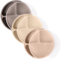 Silicone Divided Plates (Non-Suction) – Set of 3 (Lid Option Available)