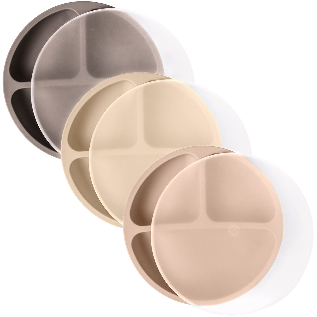 Silicone Divided Plates (Non-Suction) – Set of 3 (Lid Option Available)