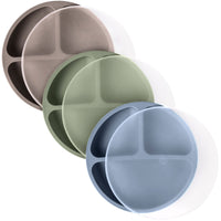 Silicone Divided Plates (Non-Suction) – Set of 3 (Lid Option Available)