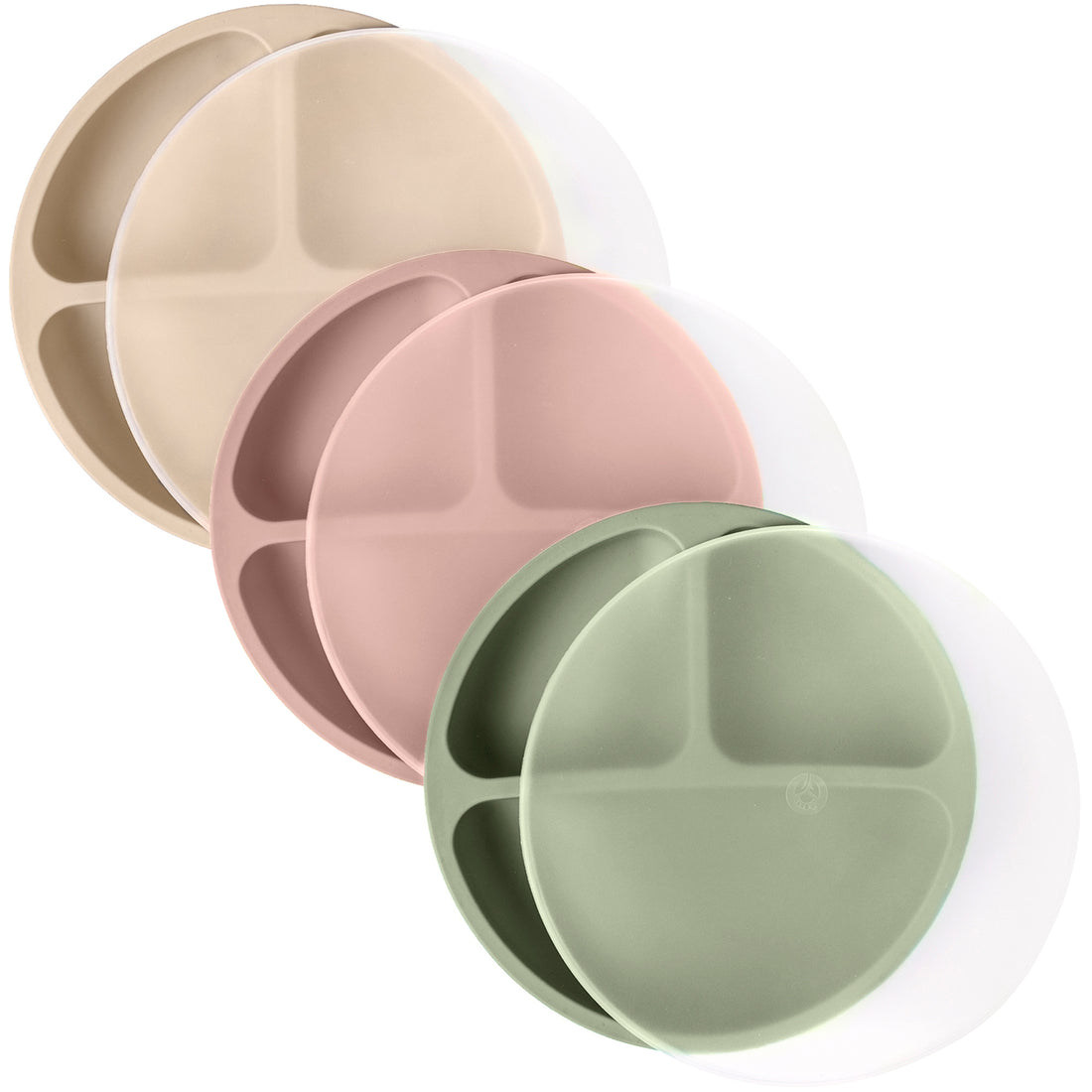 Silicone Divided Plates (Non-Suction) – Set of 3 (Lid Option Available)