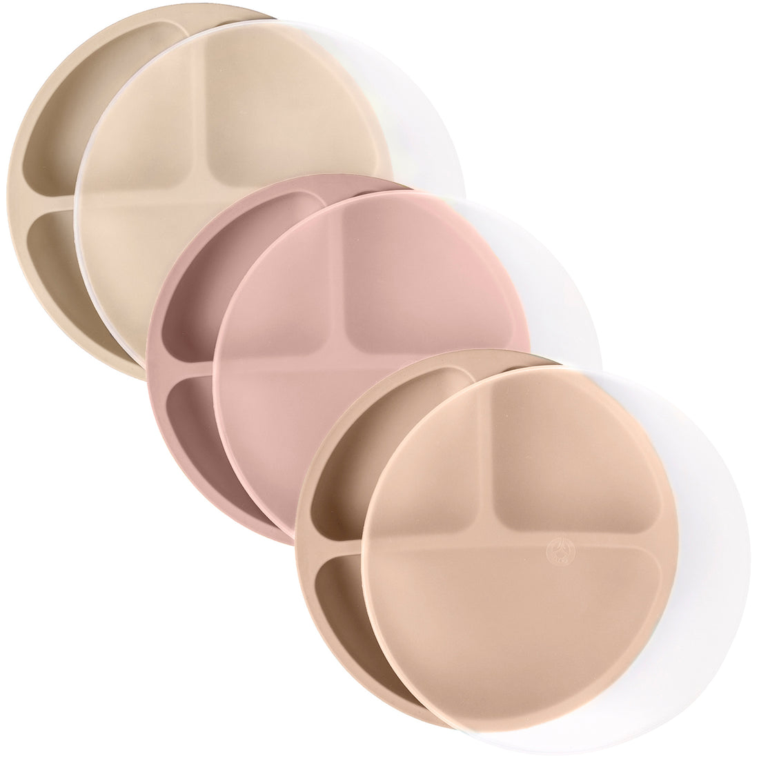 Silicone Divided Plates (Non-Suction) – Set of 3 (Lid Option Available)