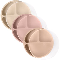 Silicone Divided Plates (Non-Suction) – Set of 3 (Lid Option Available)