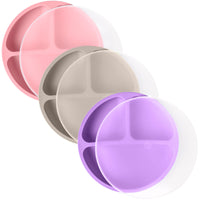 Silicone Divided Plates (Non-Suction) – Set of 3 (Lid Option Available)